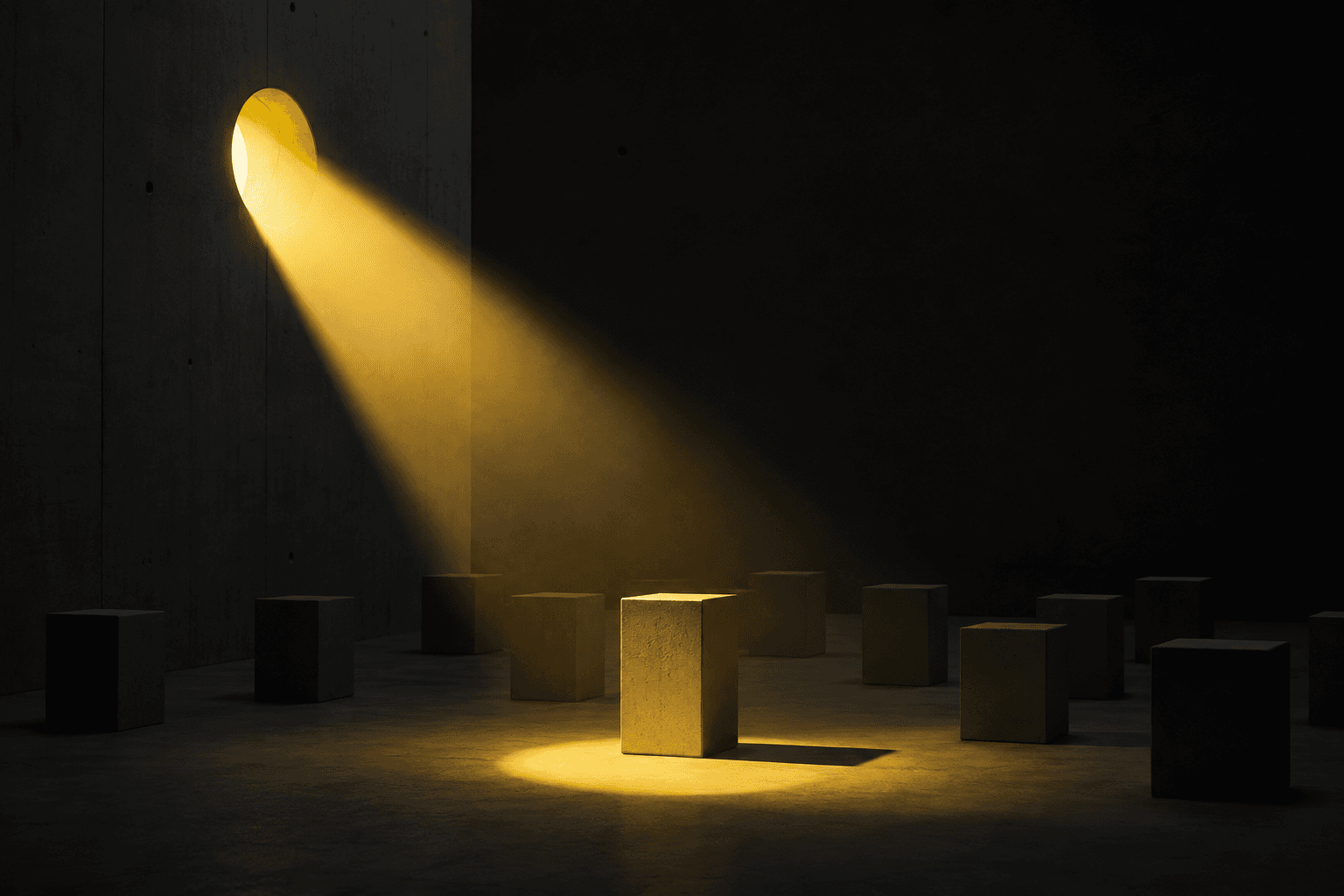 Haz de luz sobre un bloque como representacion visual de paid media