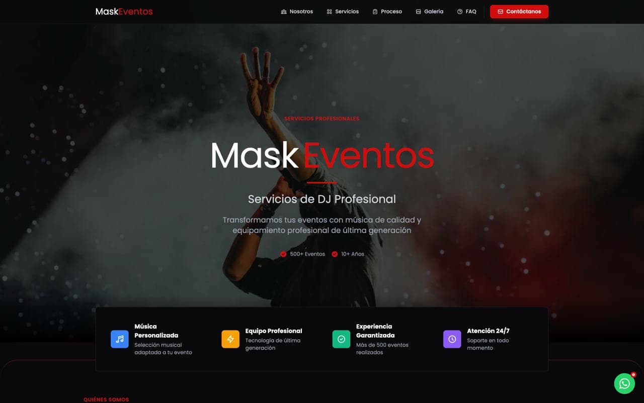 Web Mask Eventos — eventos y marketing digital, proyecto GoPrime en Madrid